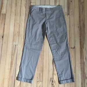 J.Crew Waverly Chino Grey Cotton Straight Leg Cuffed Pants Womens Size 4 preppy